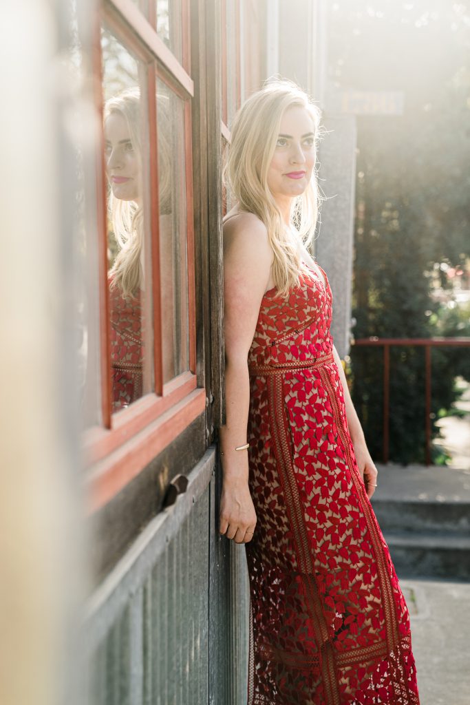 Self Portrait red dress