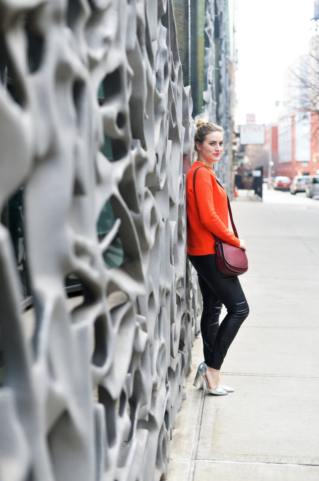 orange sweater